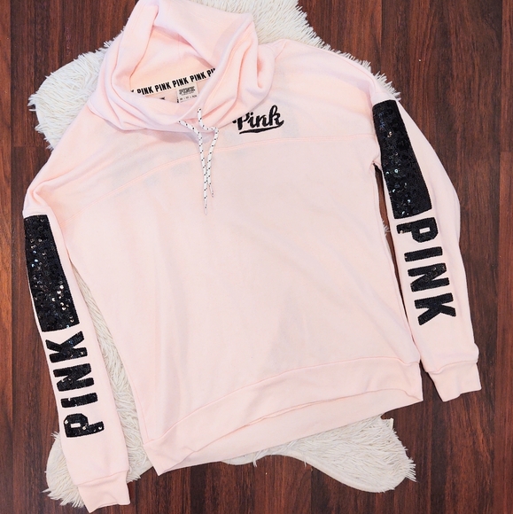 PINK Victoria's Secret Tops - NWOT PINK VS Sequin Bling Cowl Neck Sweatshirt